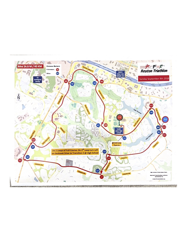 Reston Triathlon Bike Route Map